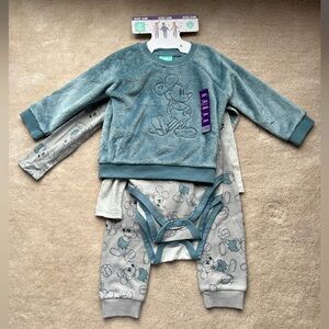Disney Baby Mickey Mouse Kids Matching 4-Piece Set - Blue and Gray - Size 24 M